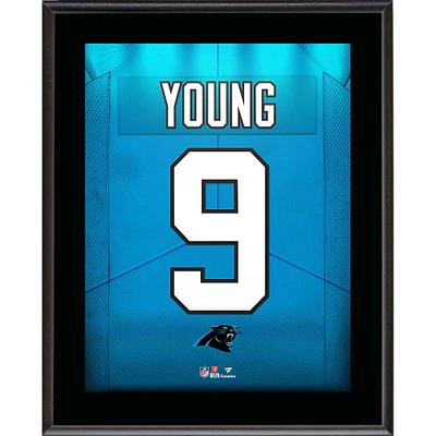 Plaque de joueur sublimée avec numéro de maillot de Bryce Young Carolina Panthers 10,5" x 13"