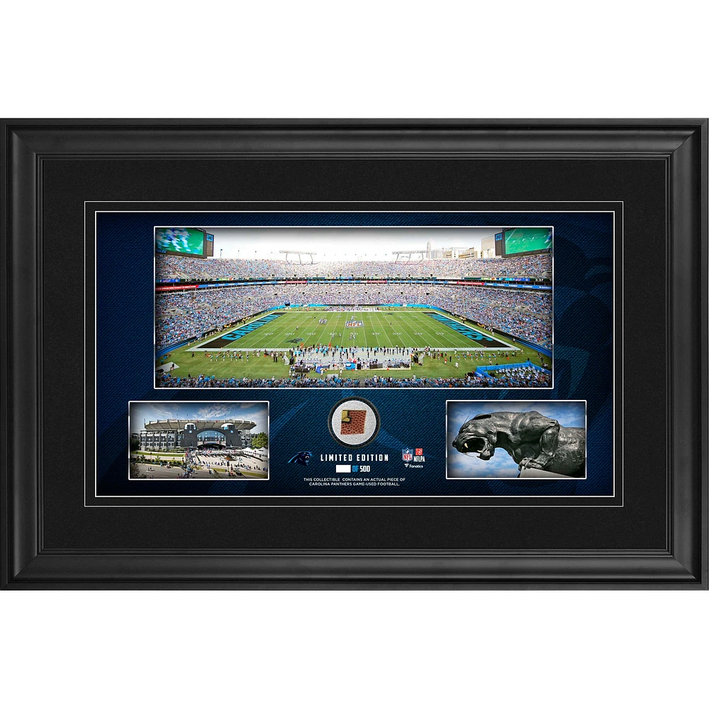 Carolina Panthers Framed 10" x 18" Stadium Panoramic Collage with Game-Used Football - Limited Edition of 500