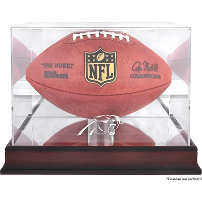 Carolina Panthers Mahogany Football Logo Display Case with Mirror Back