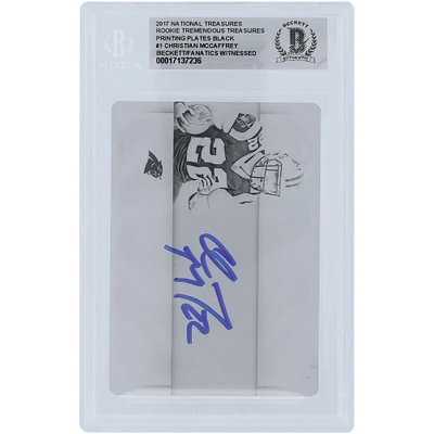 Christian McCaffrey Carolina Panthers Autographed 2017 Panini National Treasures Rookie Tremendous Treasures Black Printing Plate #1 #1/1 Beckett Fanatics Witnessed Authenticated Rookie Card 
