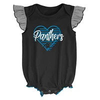 Girls Newborn & Infant Black/Heathered Gray Carolina Panthers All The Love Bodysuit Bib Booties Set