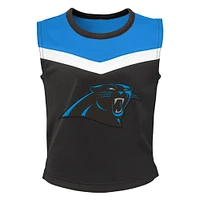Girls Preschool Black Carolina Panthers Spirit Cheerleader Two-Piece Set with Bloomers