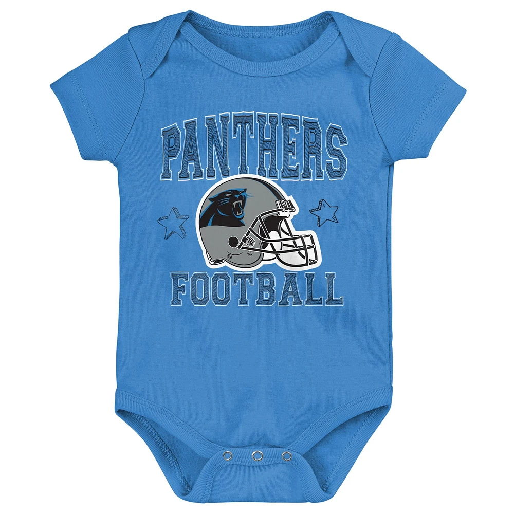 Lot de 3 bodys Born to Be pour bébés Panthers la Caroline noirs/bleus/gris