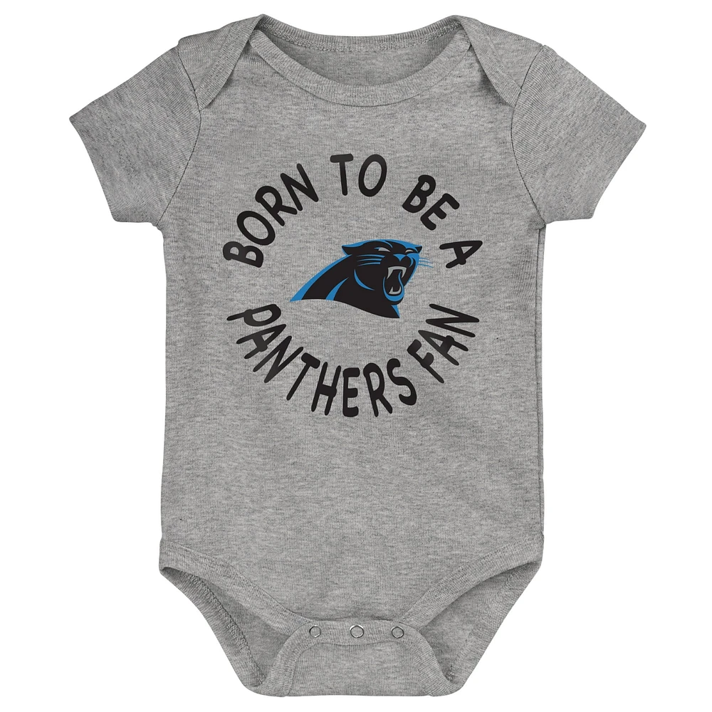 Lot de 3 bodys Born to Be pour bébés Panthers la Caroline noirs/bleus/gris