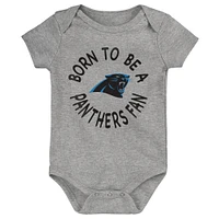 Lot de 3 bodys Born to Be pour bébés Panthers la Caroline noirs/bleus/gris