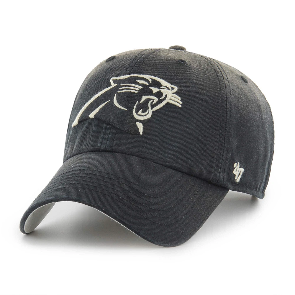Men's '47 Black Carolina Panthers Dusted Relaxed Clean Up Adjustable Hat