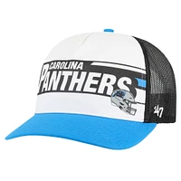 Men's '47 White/Blue Carolina Panthers Stack Line Hitch Trucker Adjustable Hat