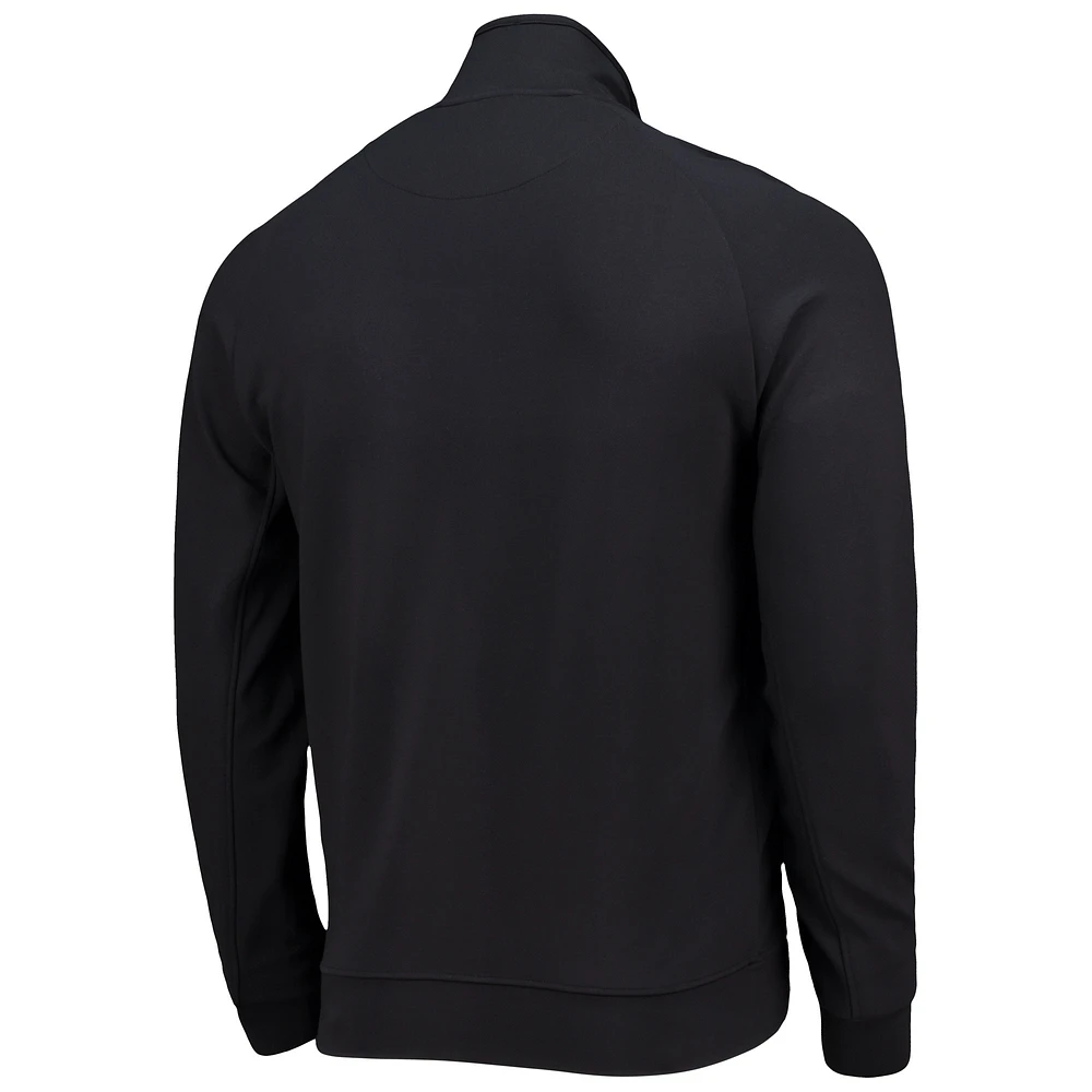 Veste 5th & Ocean by New Era Black Carolina Panthers Raglan Tri-Blend entièrement zippée pour hommes