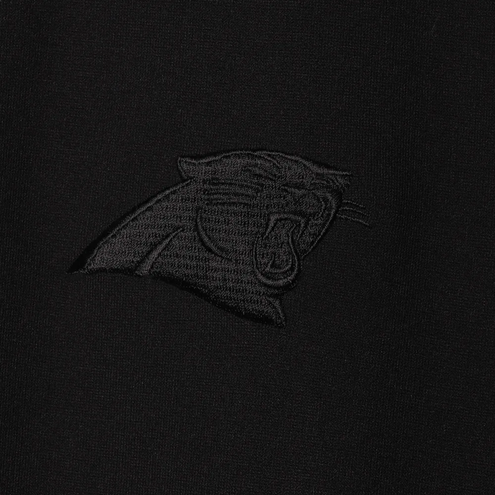 Veste 5th & Ocean by New Era Black Carolina Panthers Raglan Tri-Blend entièrement zippée pour hommes
