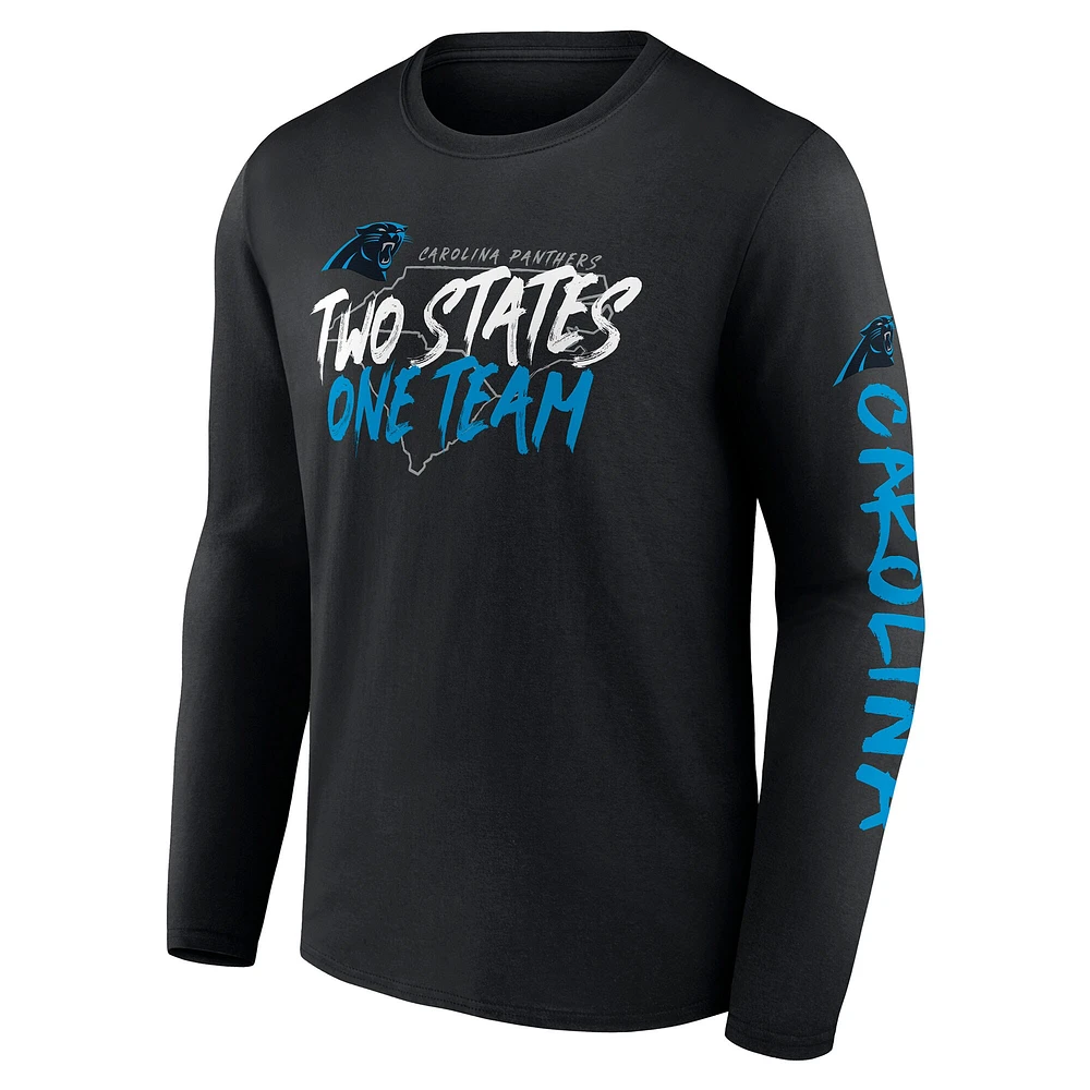 T-shirt à manches longues pour homme, collection Hometown Sweep, motif Carolina Panthers noir
