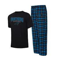 Men's Concepts Sport Black/Blue Carolina Panthers Arctic T-Shirt & Pajama Pants Sleep Set