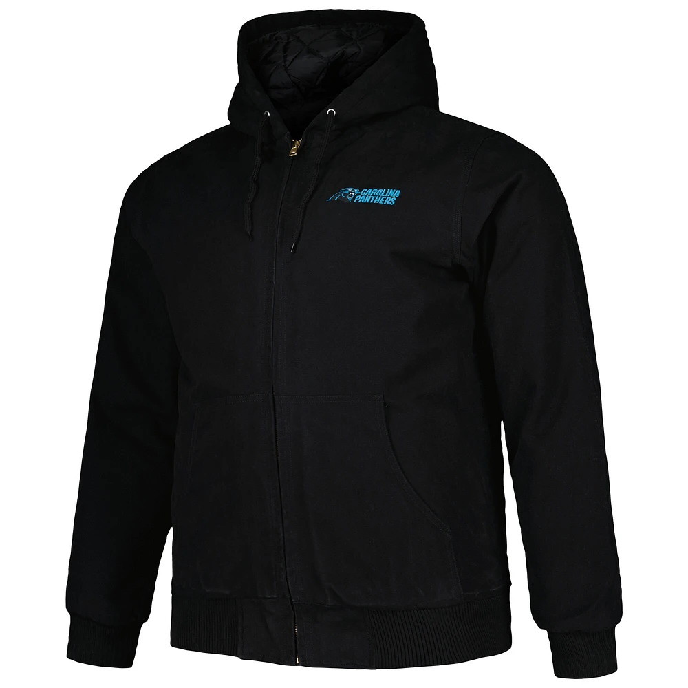 Men's Dunbrooke Black Carolina Panthers Big & Tall Dakota Canvas Hoodie Full-Zip Jacket