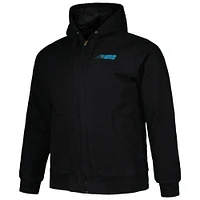 Men's Dunbrooke Black Carolina Panthers Big & Tall Dakota Canvas Hoodie Full-Zip Jacket