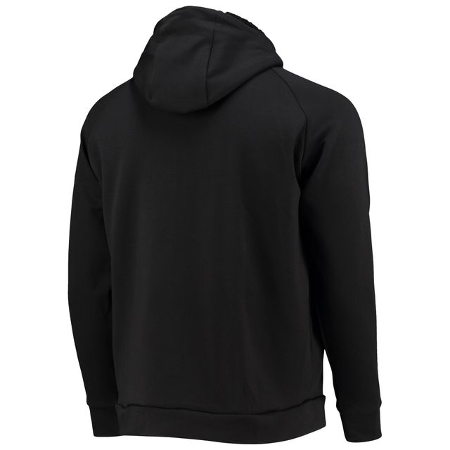 Chandail à capuchon raglan trois mélanges entièrement zippé Carolina Panthers Shag pour hommes Dunbrooke, noir