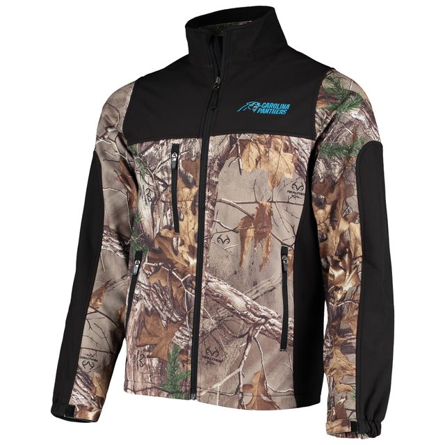 Veste Softshell à fermeture éclair intégrale Dunbrooke Realtree Camo/Noir Carolina Panthers Circle Hunter pour hommes