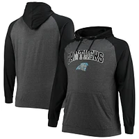 Fanatics pour hommes, noir/anthracite chiné, Carolina Panthers, grand et grand, pull à capuche léger raglan