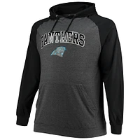 Fanatics pour hommes, noir/anthracite chiné, Carolina Panthers, grand et grand, pull à capuche léger raglan