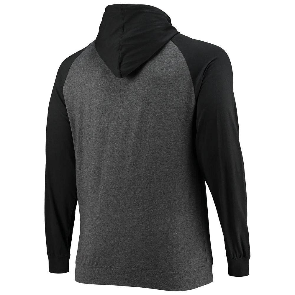 Fanatics pour hommes, noir/anthracite chiné, Carolina Panthers, grand et grand, pull à capuche léger raglan
