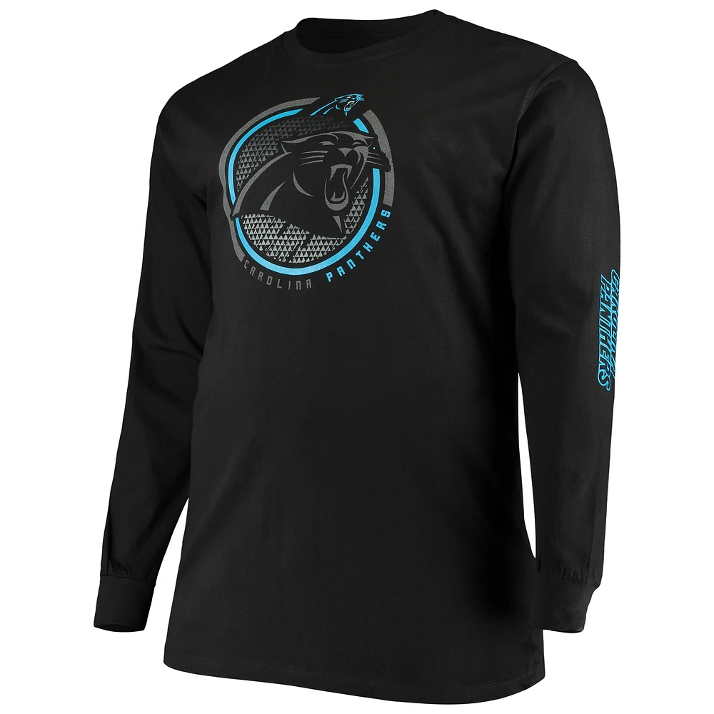T-shirt à manches longues Fanatics Black Carolina Panthers Big & Tall Color Pop pour hommes