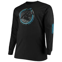T-shirt à manches longues Fanatics Black Carolina Panthers Big & Tall Color Pop pour hommes