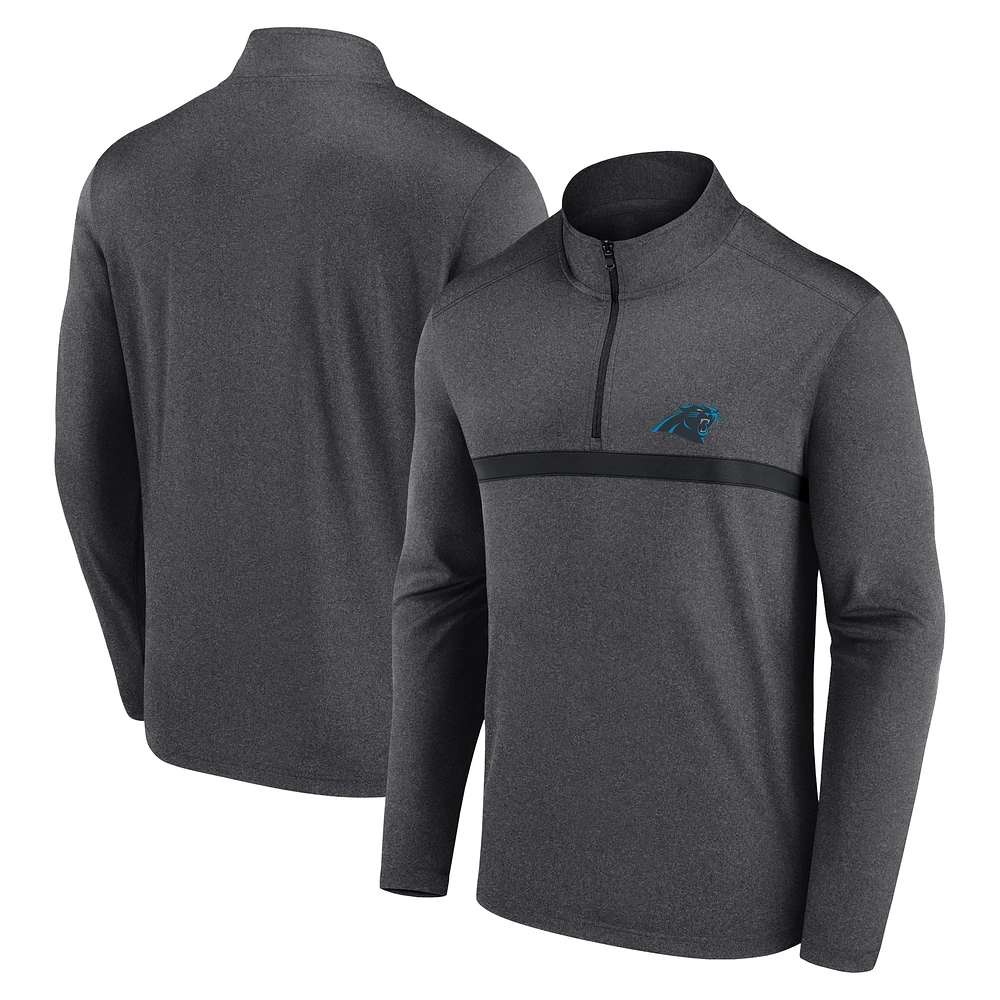 Men's Fanatics  Charcoal Carolina Panthers Head-to-Head Quarter-Zip Pullover