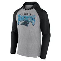 Men's Fanatics Gray/Black Carolina Panthers Under Center Long Sleeve Hoodie T-Shirt
