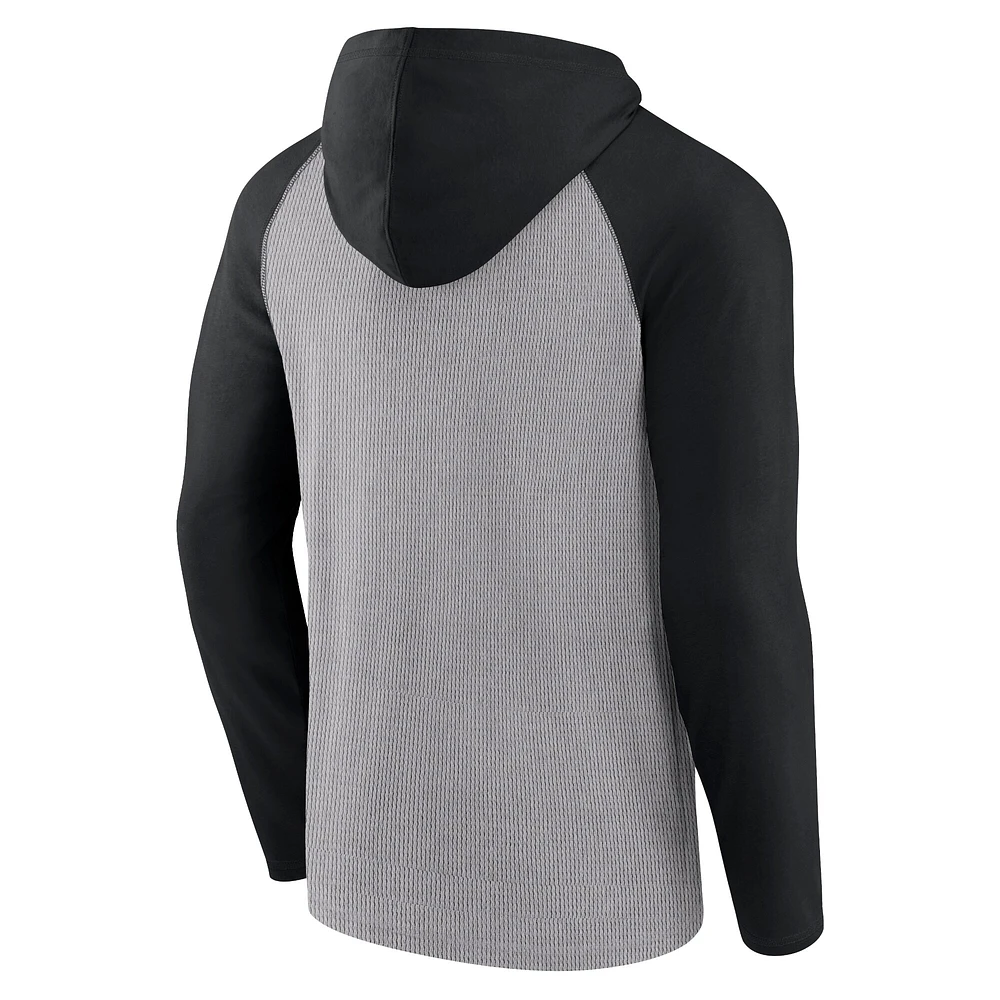 Men's Fanatics Gray/Black Carolina Panthers Under Center Long Sleeve Hoodie T-Shirt