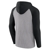 Men's Fanatics Gray/Black Carolina Panthers Under Center Long Sleeve Hoodie T-Shirt