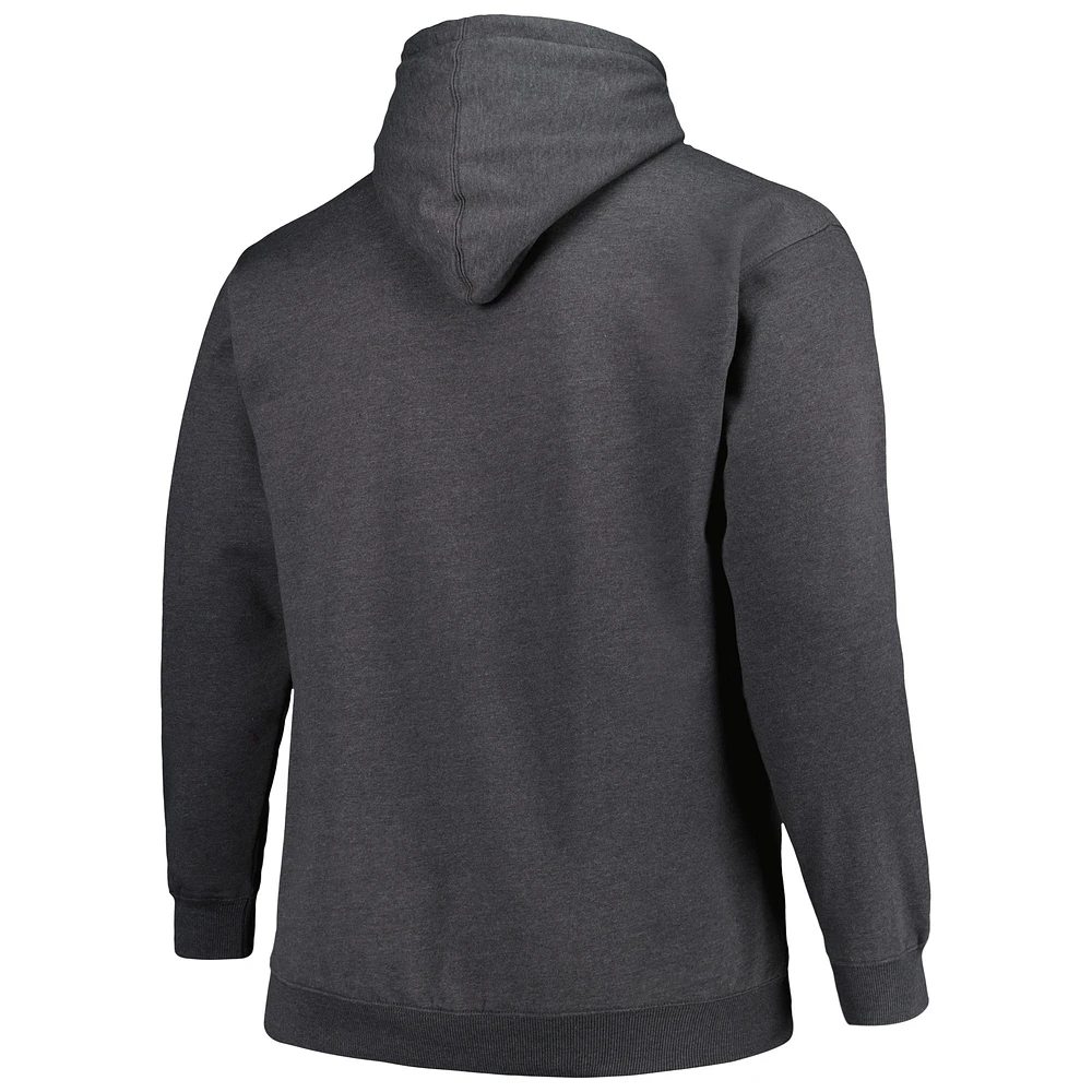 Men's Fanatics Heather Charcoal Carolina Panthers Big & Tall Pullover Hoodie