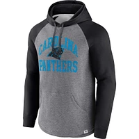 Men's Fanatics Heather Gray Carolina Panthers Favorite Arch Raglan Pullover Hoodie