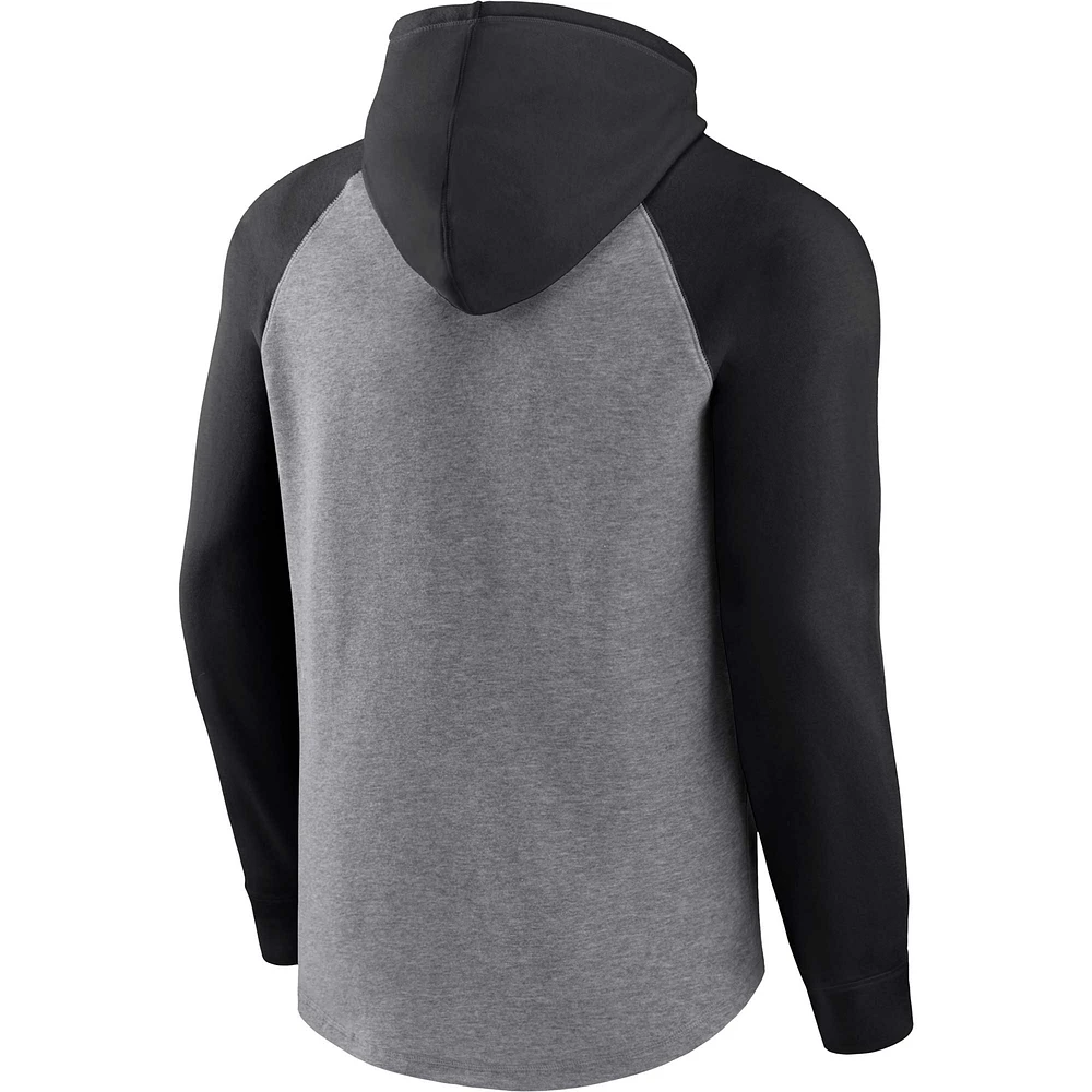 Men's Fanatics Heather Gray Carolina Panthers Favorite Arch Raglan Pullover Hoodie