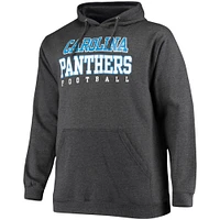 Men's Fanatics Heathered Charcoal Carolina Panthers Big & Tall Practice Pullover Hoodie