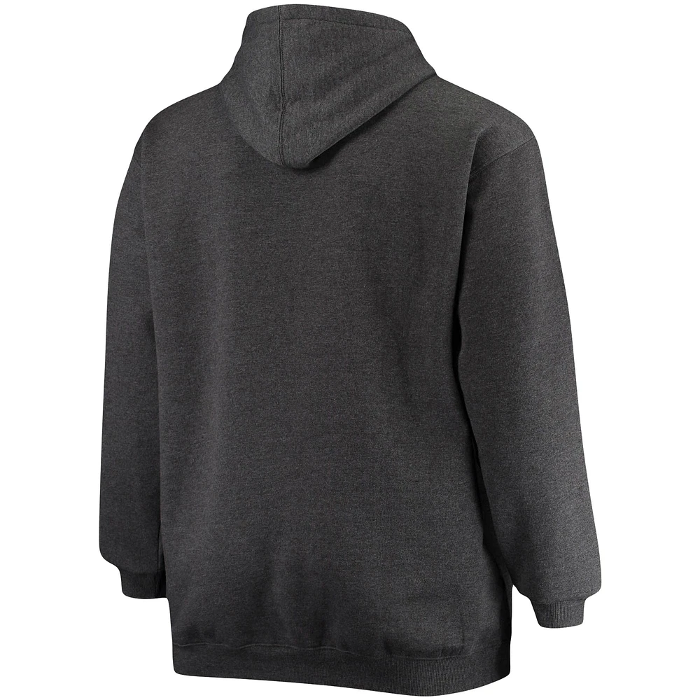 Men's Fanatics Heathered Charcoal Carolina Panthers Big & Tall Practice Pullover Hoodie