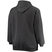 Men's Fanatics Heathered Charcoal Carolina Panthers Big & Tall Practice Pullover Hoodie