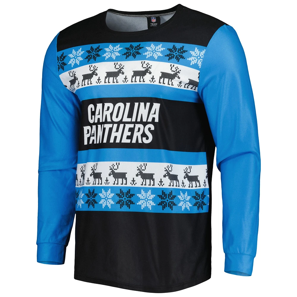 Men's FOCO Blue Carolina Panthers Team Ugly Pajama Set