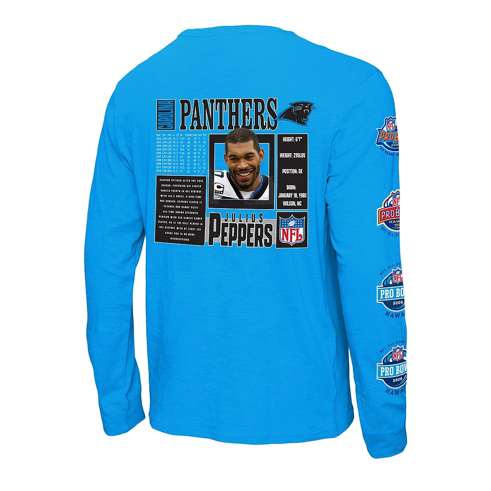 T-shirt à manches longues pour hommes Mitchell & Ness Julius Peppers Blue Carolina Panthers Pro Bowl