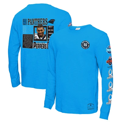 T-shirt à manches longues pour hommes Mitchell & Ness Julius Peppers Blue Carolina Panthers Pro Bowl