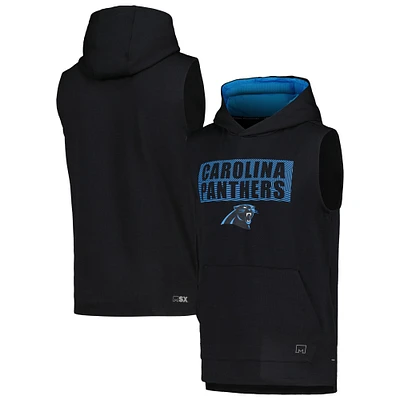 Sweat à capuche sans manches Marathon des Panthers de la Caroline noirs MSX par Michael Strahan pour hommes
