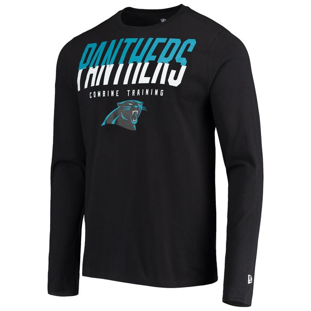 T-shirt à manches longues New Era Black Carolina Panthers pour homme Combine Authentic Split Line