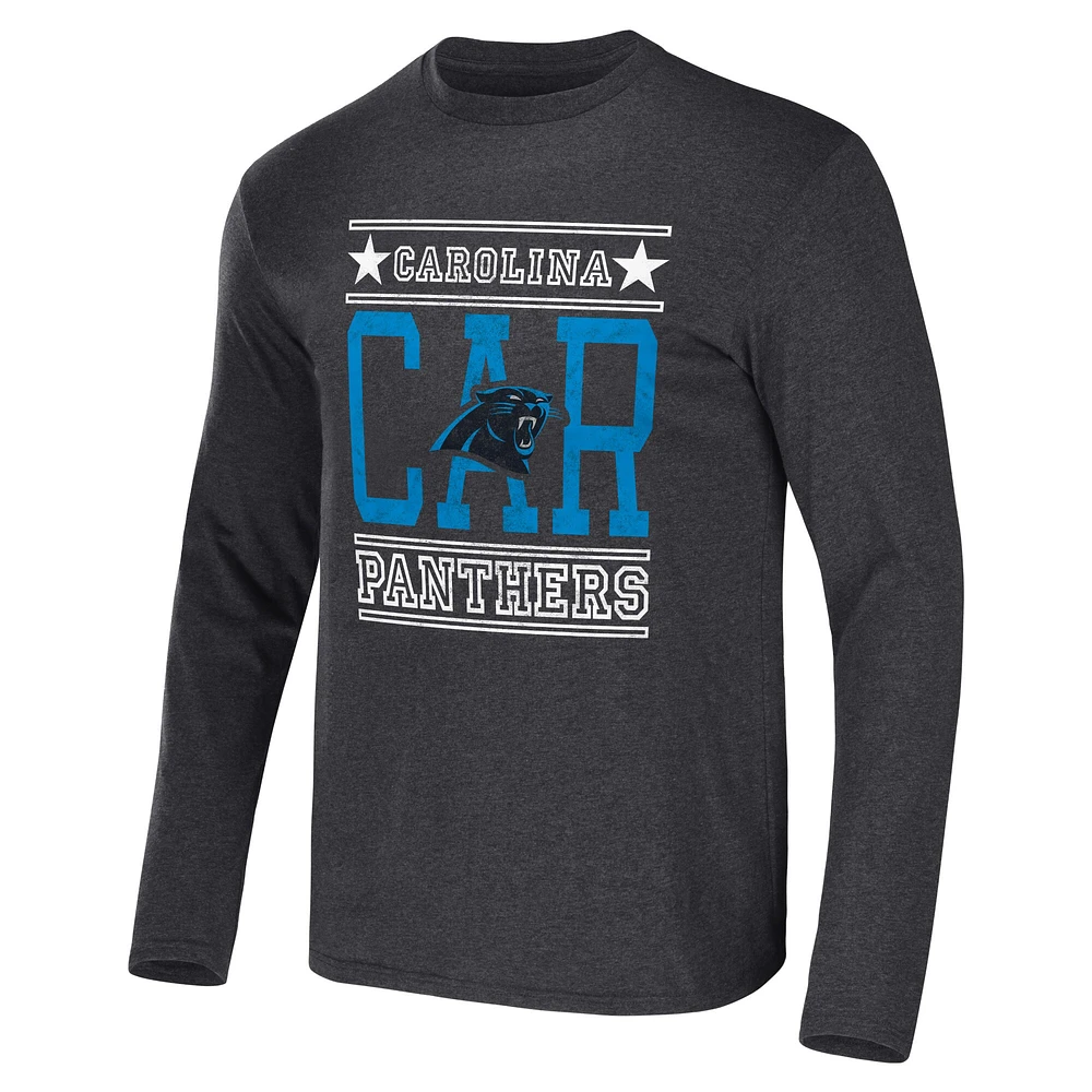 Men's NFL x Darius Rucker Collection by Fanatics Heathered Charcoal Carolina Panthers Long Sleeve T-Shirt