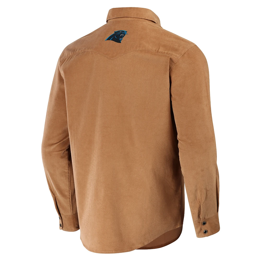 Men's NFL x Darius Rucker Collection by Fanatics Tan Carolina Panthers Western Full-Snap Shirt