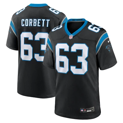 Maillot de match d'équipe Nike Austin Corbett Black Carolina Panthers pour homme