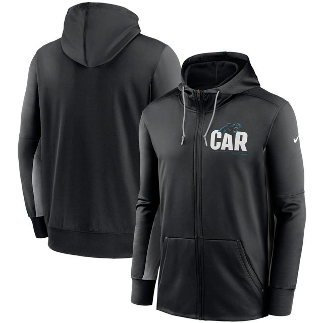 Sweat à capuche entièrement zippé Performance Nike Carolina Panthers Mascot pour homme, noir/gris