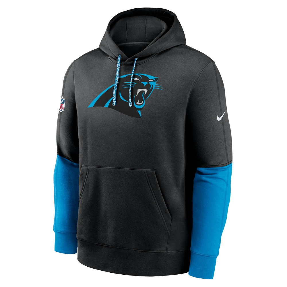 Men's Nike Black Carolina Panthers 2024 Sideline Club Pullover Hoodie