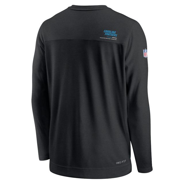 T-shirt à col en V manches longues et pour homme Nike Black Carolina Panthers Sideline Coach Chevron Lock Up