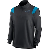 Men's Nike Black Carolina Panthers Sideline Coach Chevron Lockup Quarter-Zip Long Sleeve Top