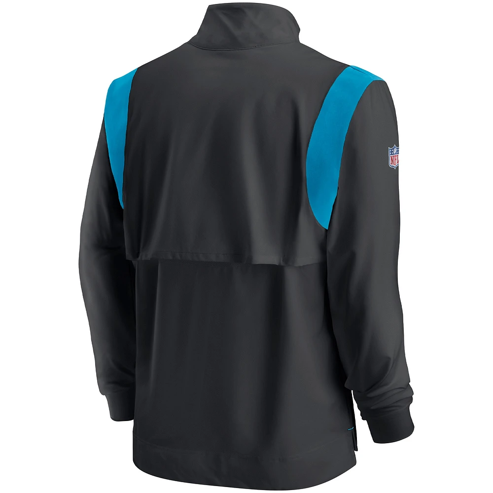 Men's Nike Black Carolina Panthers Sideline Coach Chevron Lockup Quarter-Zip Long Sleeve Top
