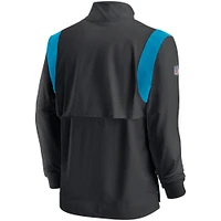 Men's Nike Black Carolina Panthers Sideline Coach Chevron Lockup Quarter-Zip Long Sleeve Top