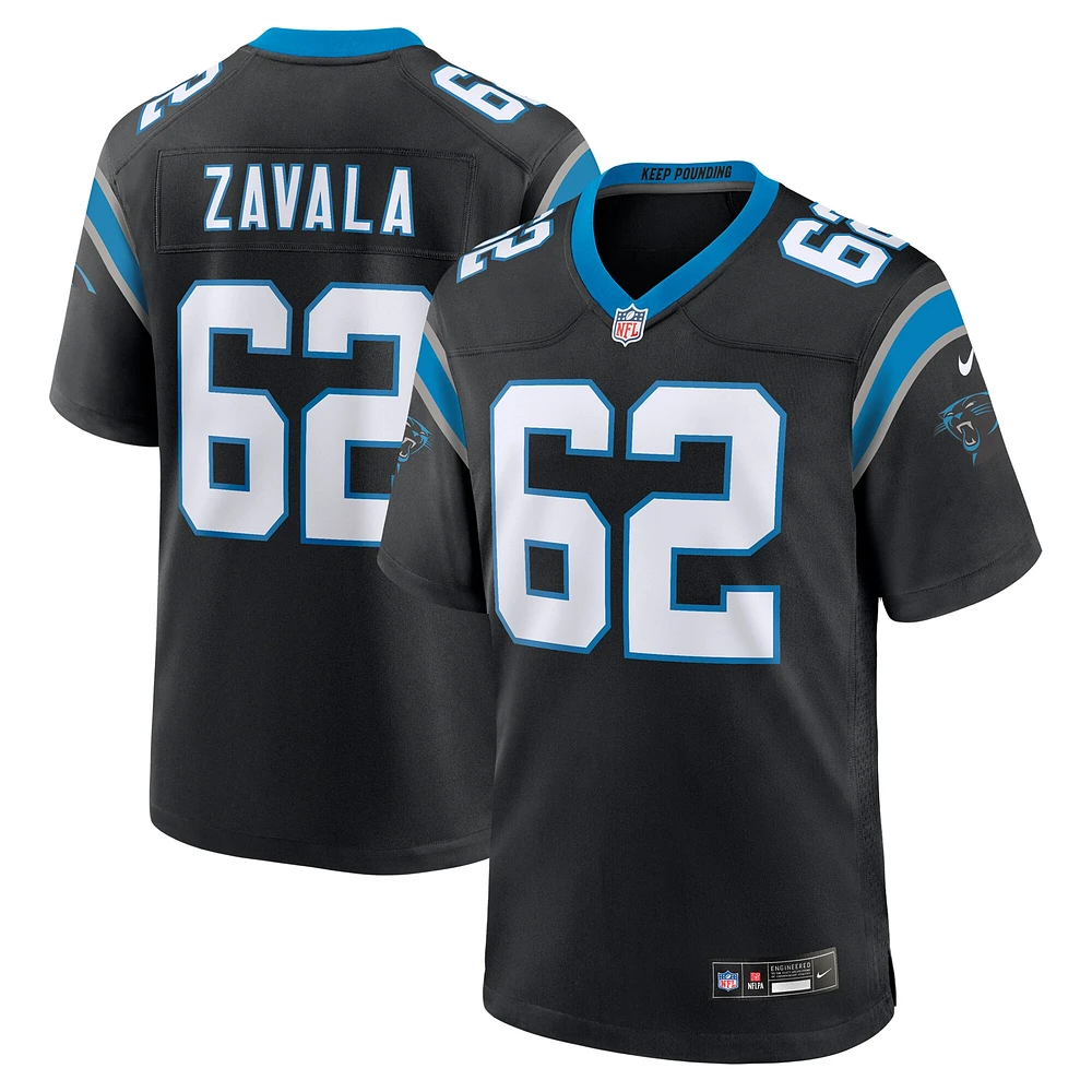 Men's Nike Chandler Zavala Black Carolina Panthers Game Jersey