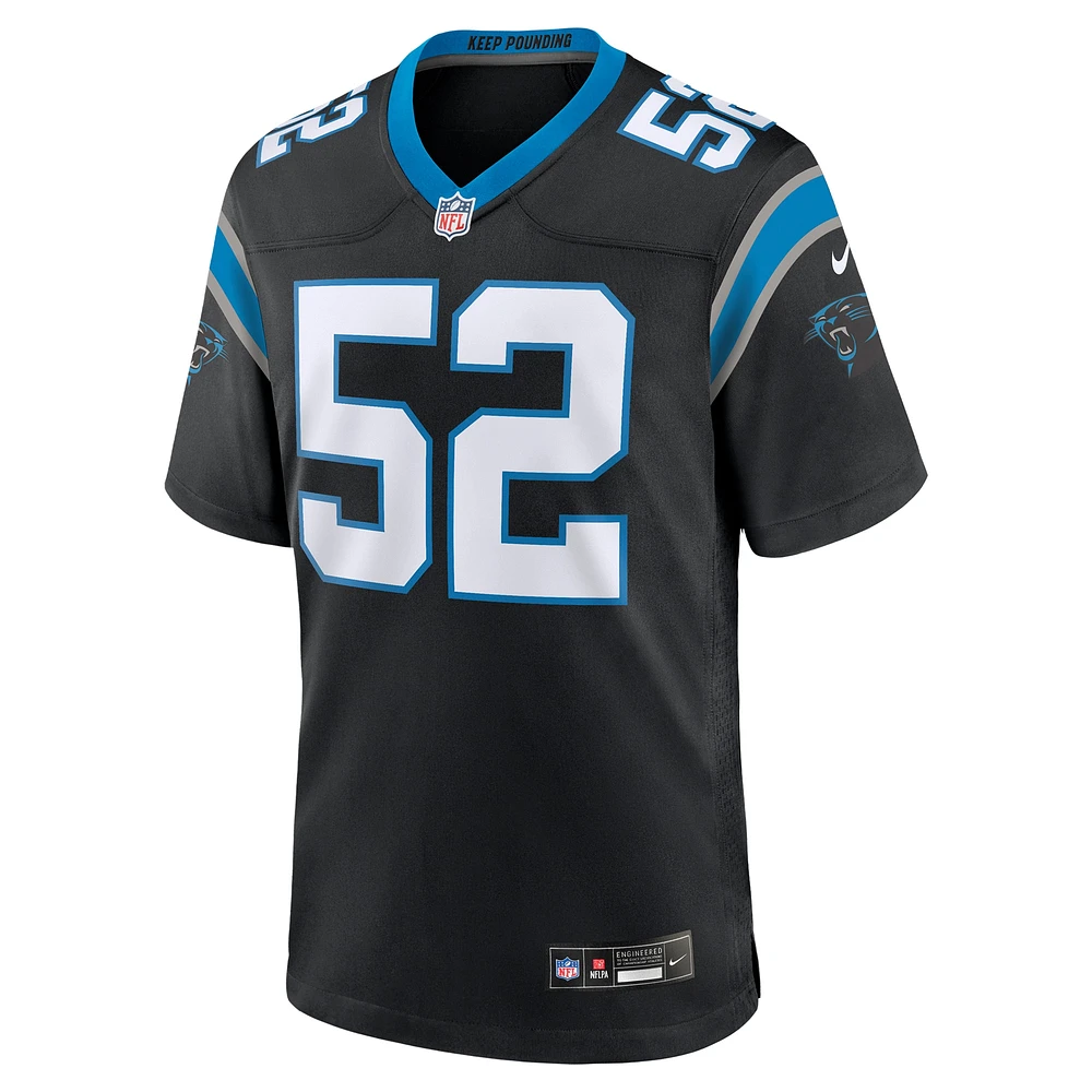 Men's Nike DJ Johnson  Black Carolina Panthers Game Jersey